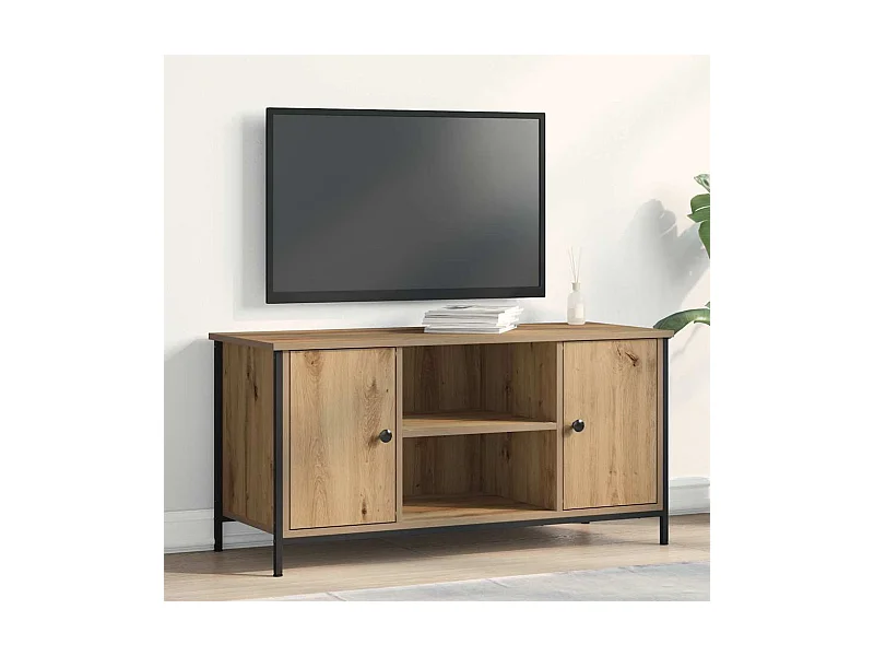 Meuble TV chêne artisanal 100 x 40 x 50 cm Bois d'ingénierie