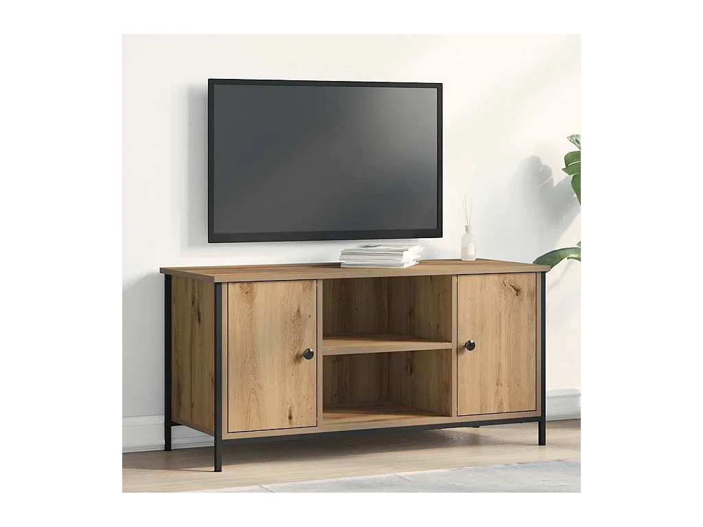 TV Kast artisanaal eikenkleurig 100 x 40 x 50 cm Bewerkt hout