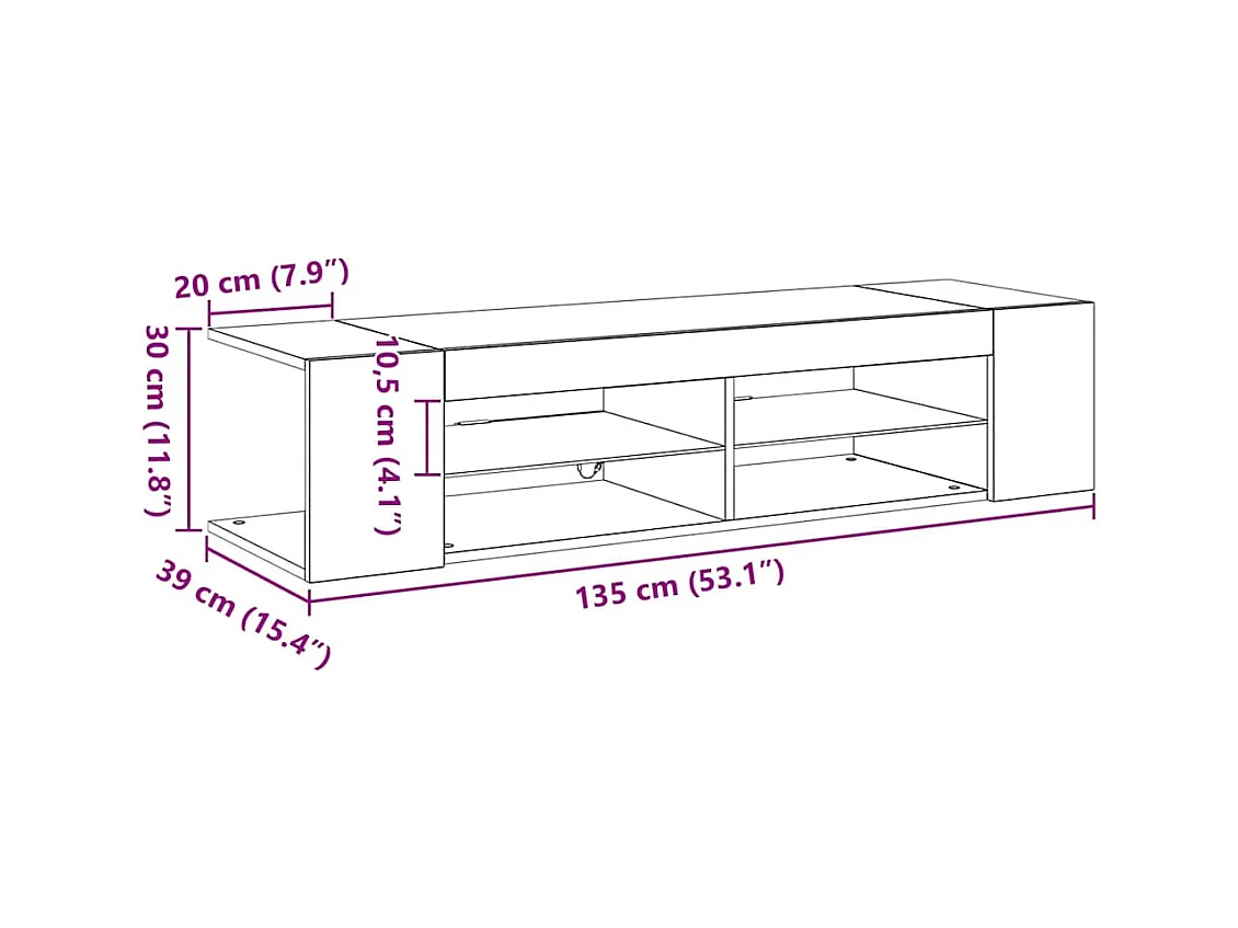 Meuble TV Noir 135 x 39 x 30 cm Bois d'ingénierie