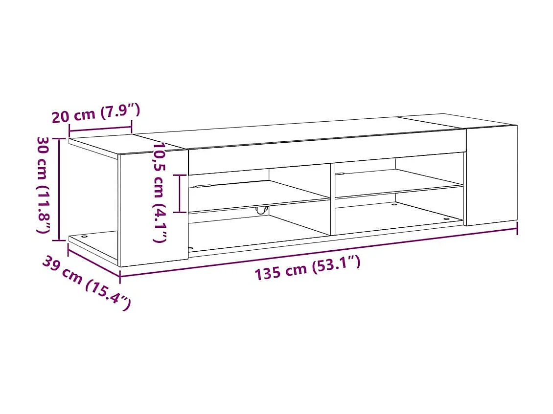 Gabinete para TV Preto 135 x 39 x 30 cm Madeira processada