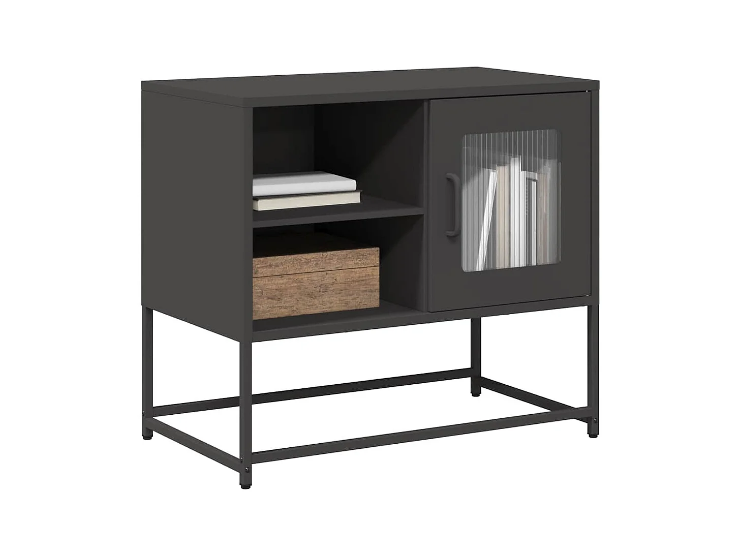Mueble para TV de acero negro 68x39x60,5 cm