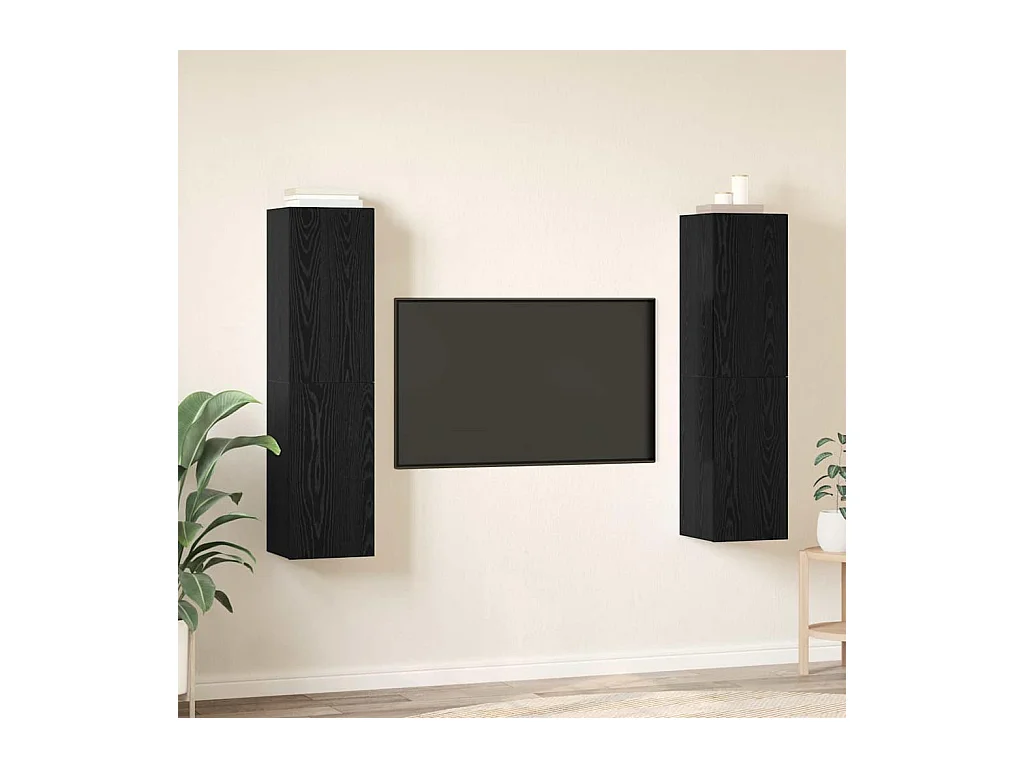 Set de Meubles TV 4 pièces Chêne noir 30.5 x 30 x 60 cm