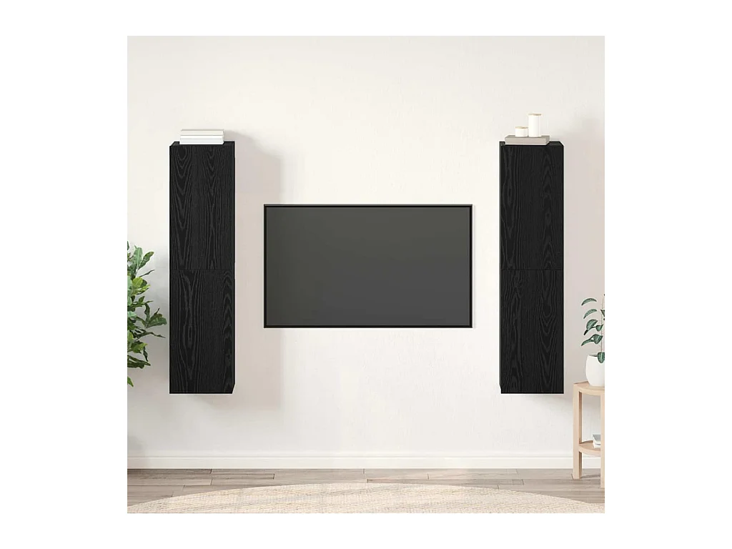 Conjunto de Estantes para TV 4 peças Carvalho preto