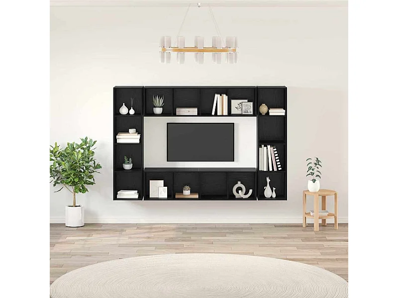 Gabinete de TV 4 pcs Negro 37 x 37 x 142.5 cm
