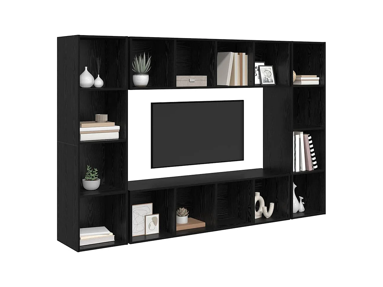 Meuble TV 4 pièces Noir 37 x 37 x 142.5 cm Bois d'ingénierie