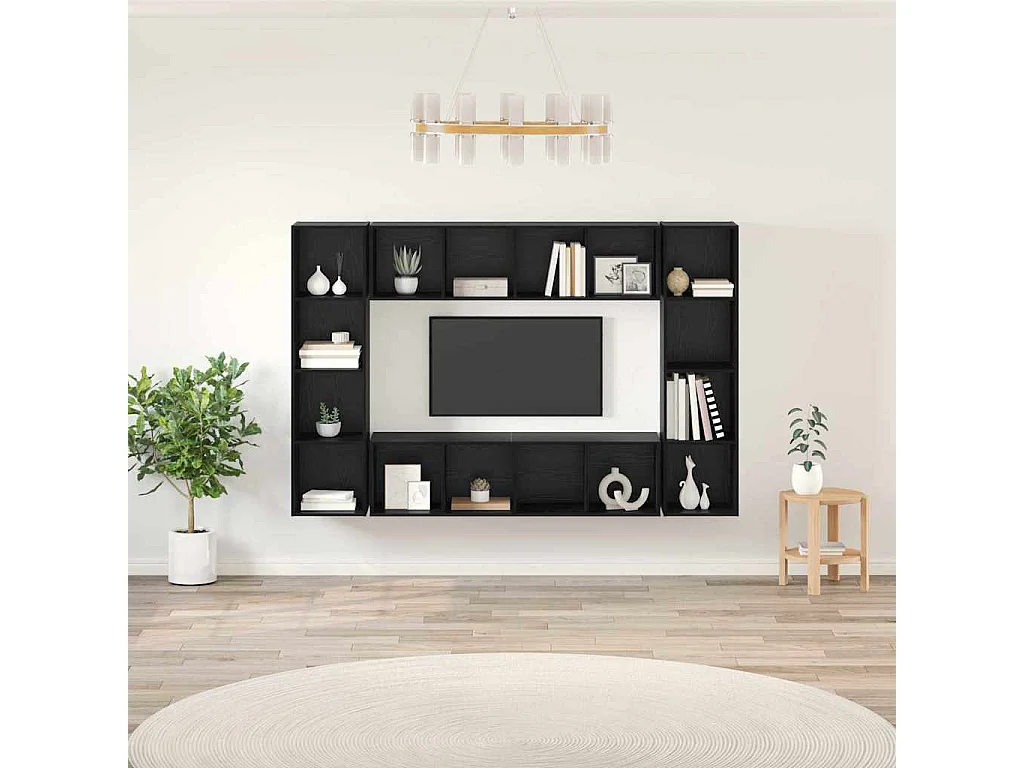 Meuble TV 4 pièces Noir 37 x 37 x 142.5 cm Bois d'ingénierie