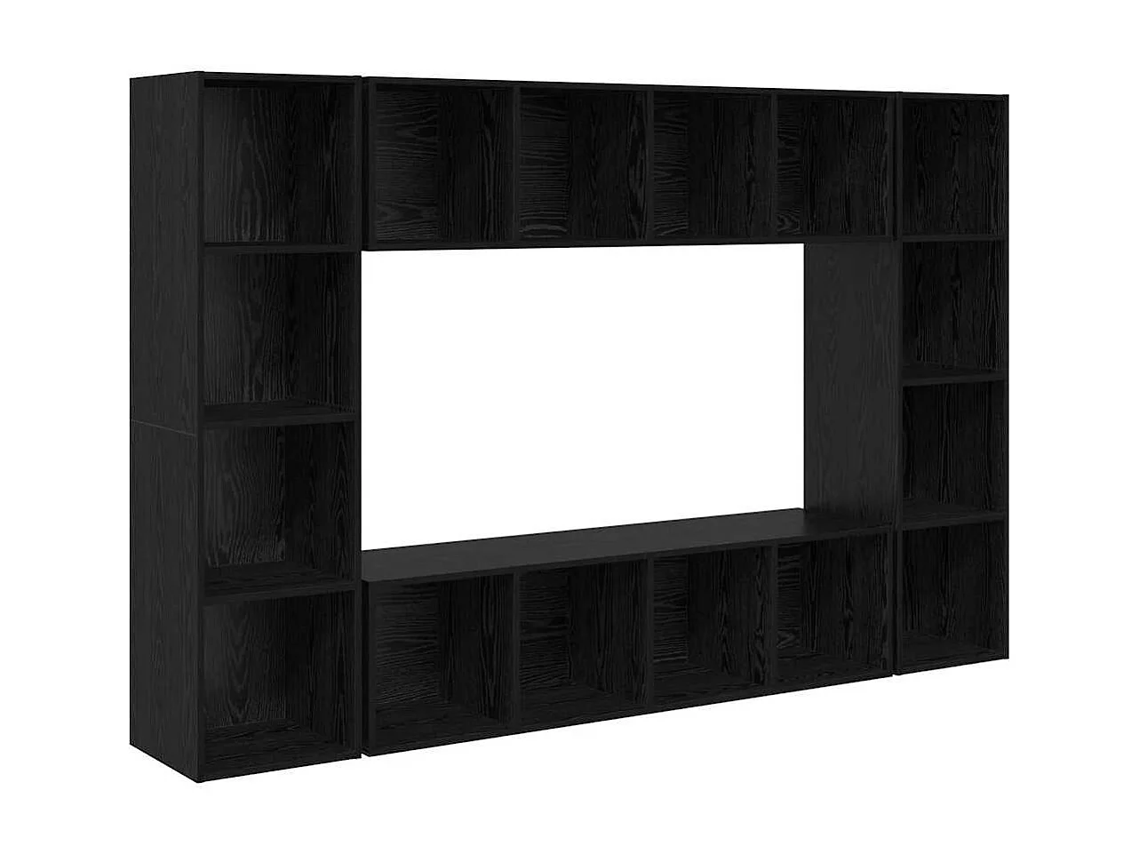 Meuble TV 4 pièces Noir 37 x 37 x 142.5 cm Bois d'ingénierie