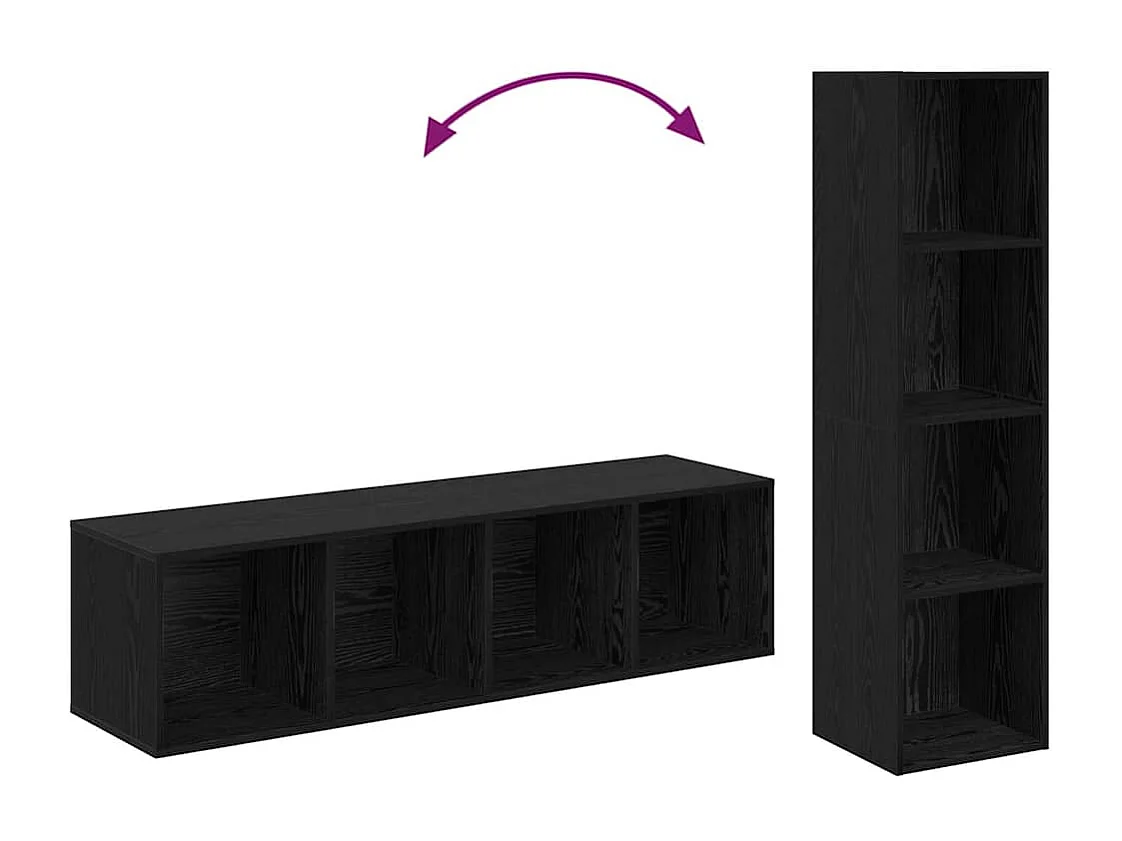 Meuble TV 4 pièces Noir 37 x 37 x 142.5 cm Bois d'ingénierie