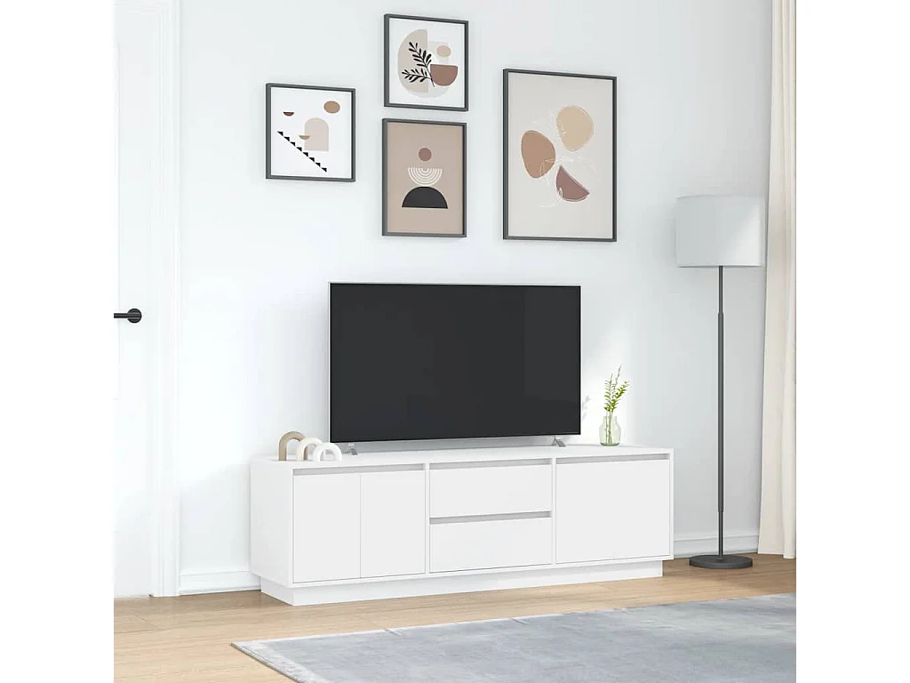 Meuble TV avec lumières LED blanc 160,5x41x50 cm