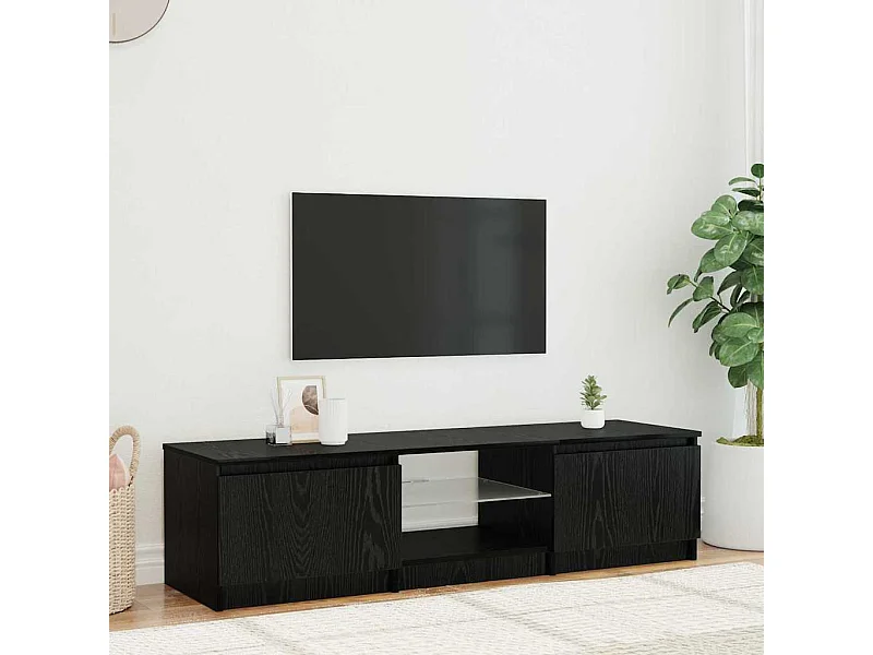 TV Kast Zwart 140 x 38.5 x 36 cm Bewerkt hout