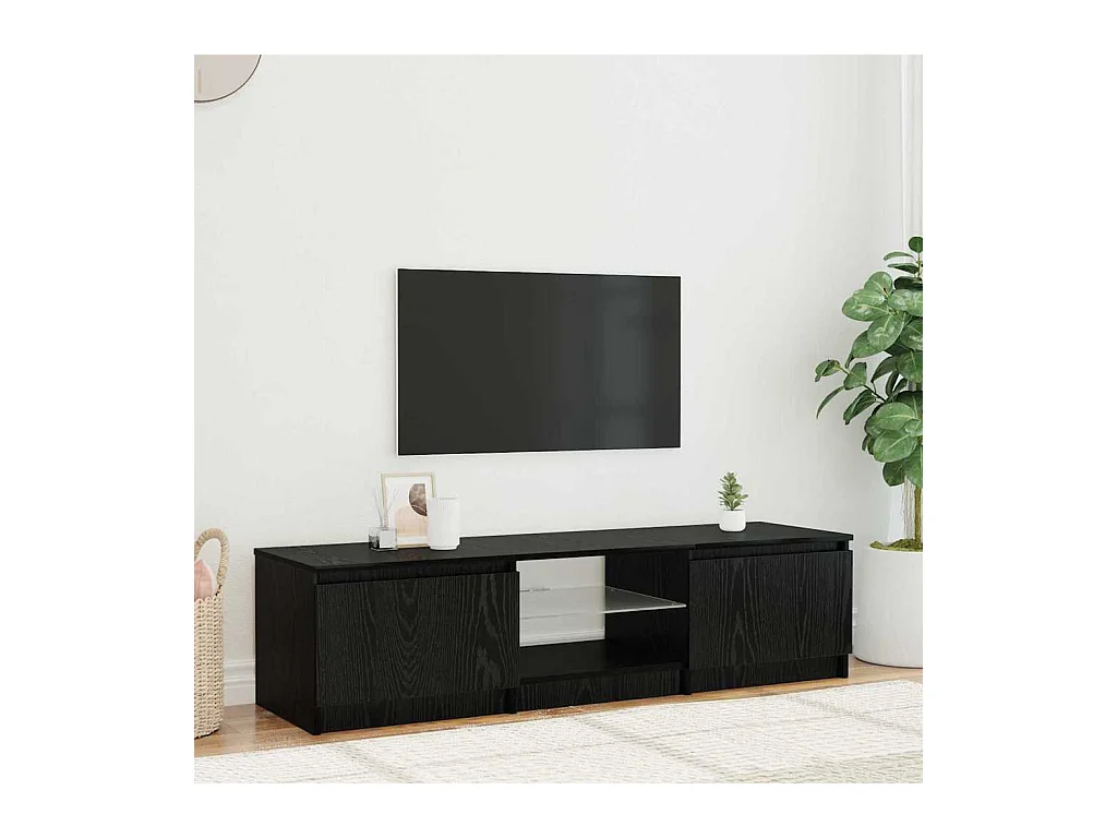 Meuble TV Noir 140 x 38.5 x 36 cm Bois d'ingénierie