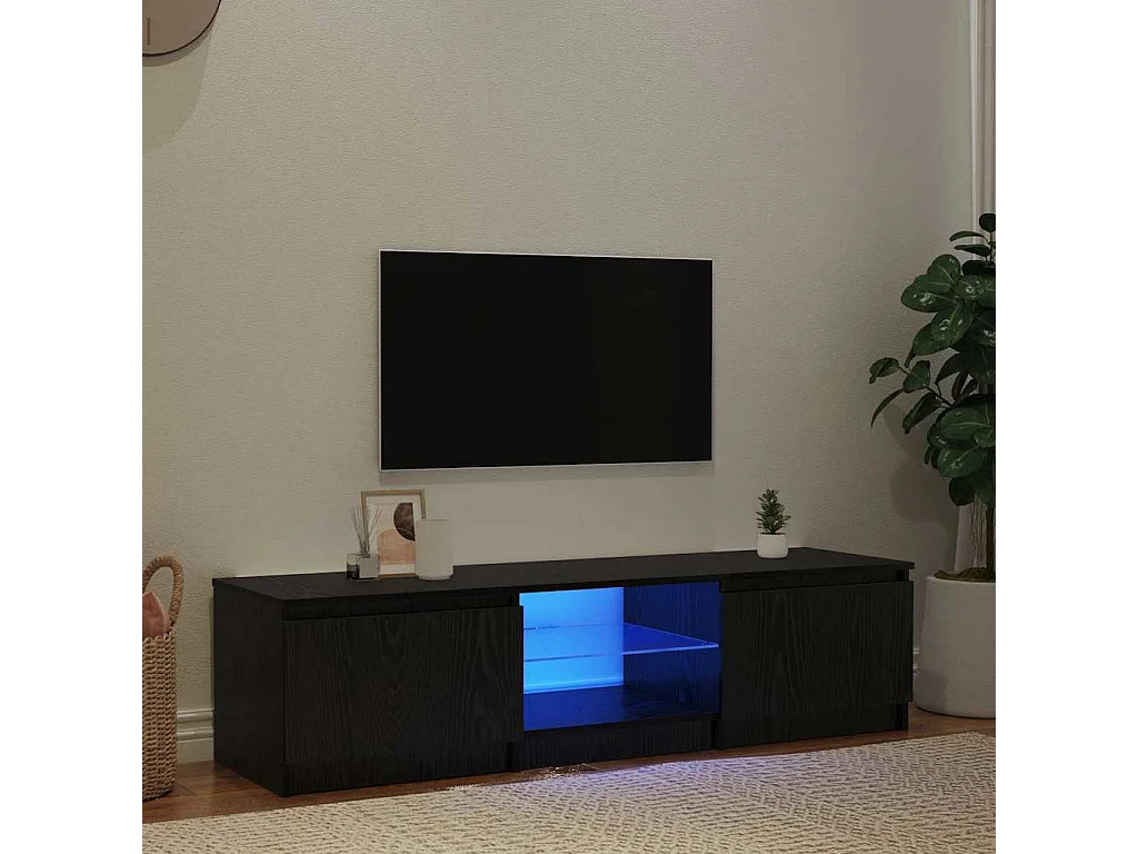 Meuble TV Noir 140 x 38.5 x 36 cm Bois d'ingénierie