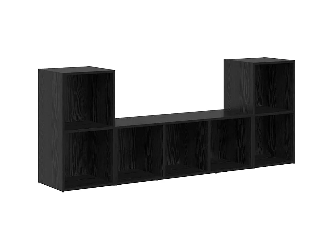 Meuble TV 3 pièces Noir 107 x 35 x 37 cm Bois d'ingénierie