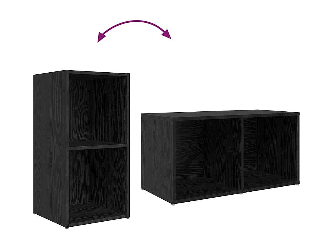 Meuble TV 3 pièces Noir 107 x 35 x 37 cm Bois d'ingénierie