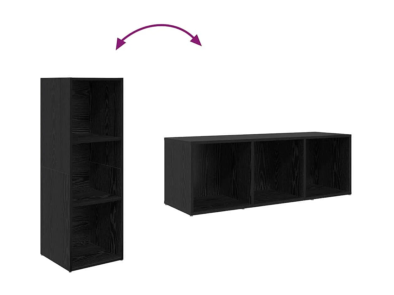 Meuble TV 3 pièces Noir 107 x 35 x 37 cm Bois d'ingénierie