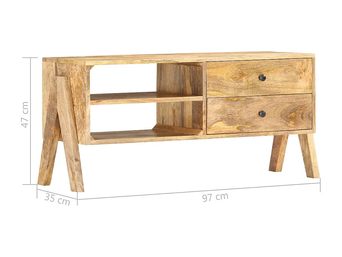 Meuble TV 97 x 35 x 47 cm Bois de manguier massif