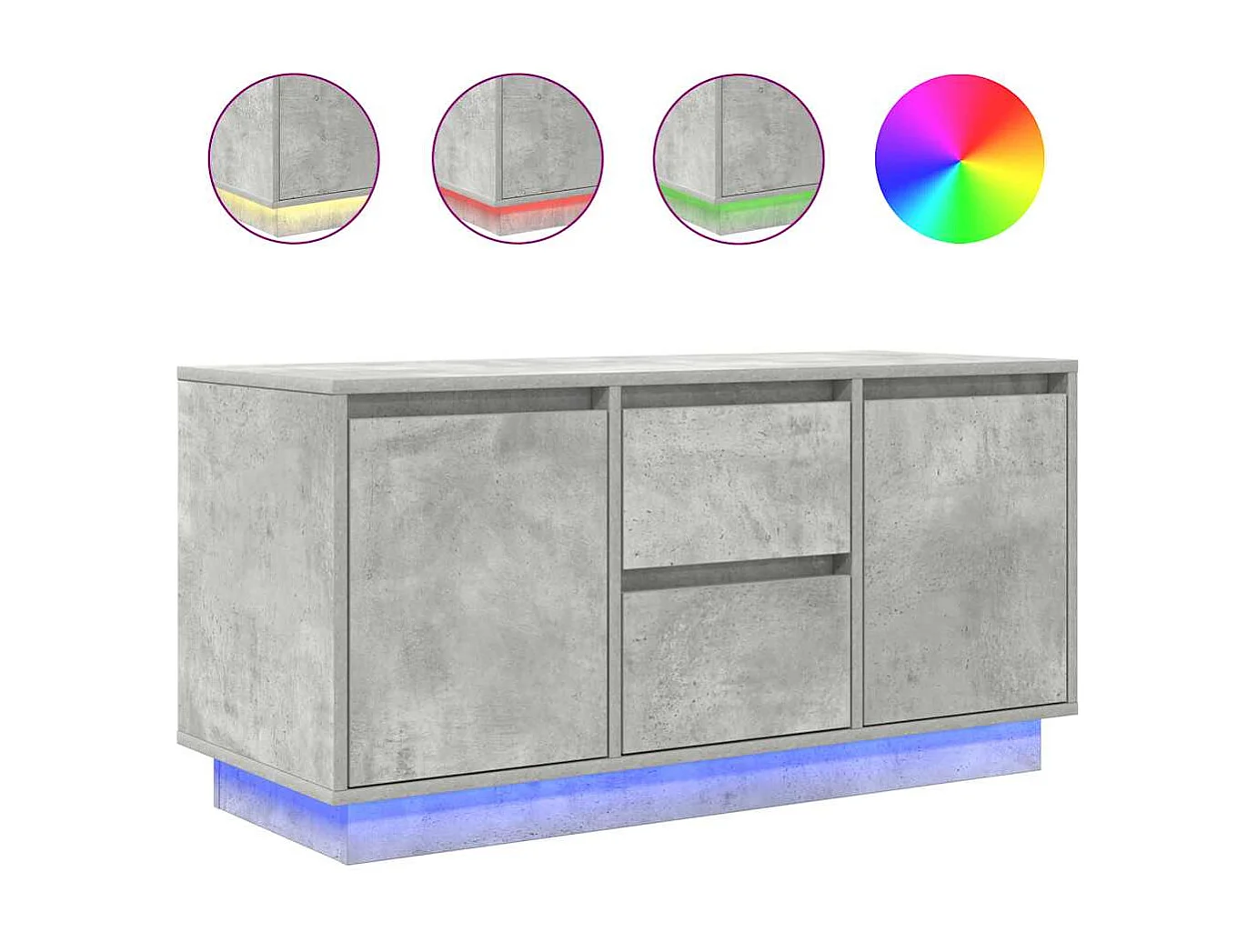 Meuble TV avec lumières LED gris béton 100x41x50 cm