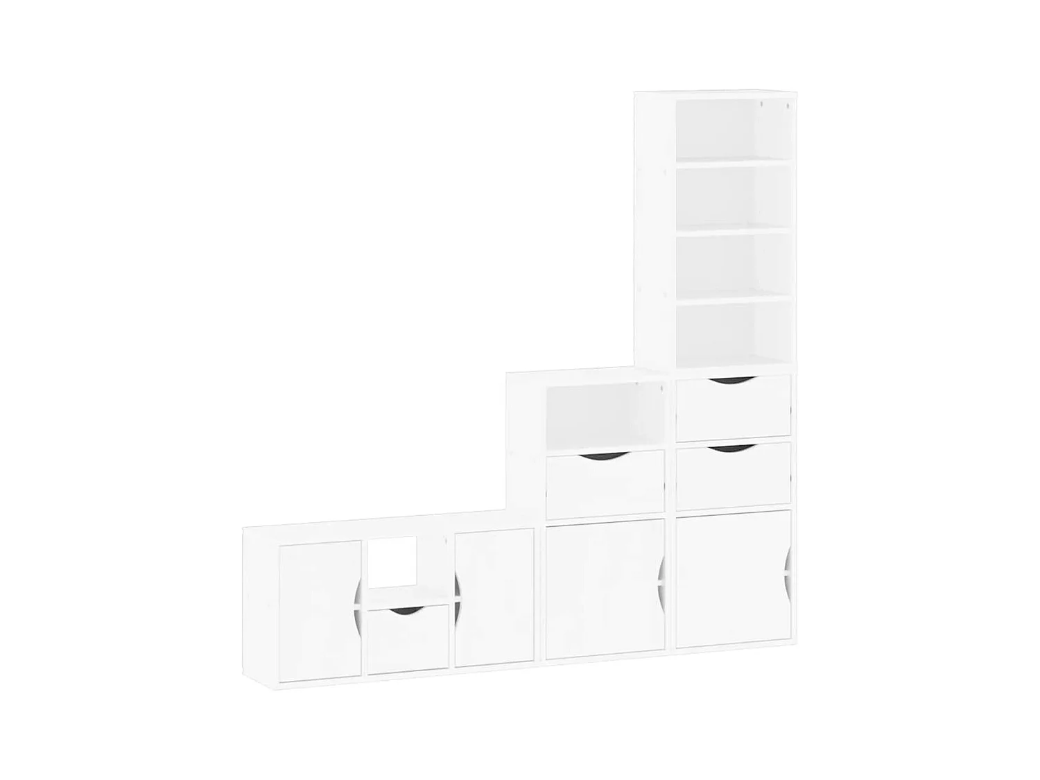 Meubles TV 4 pièces avec rangement ODDA blanc bois de pin massif