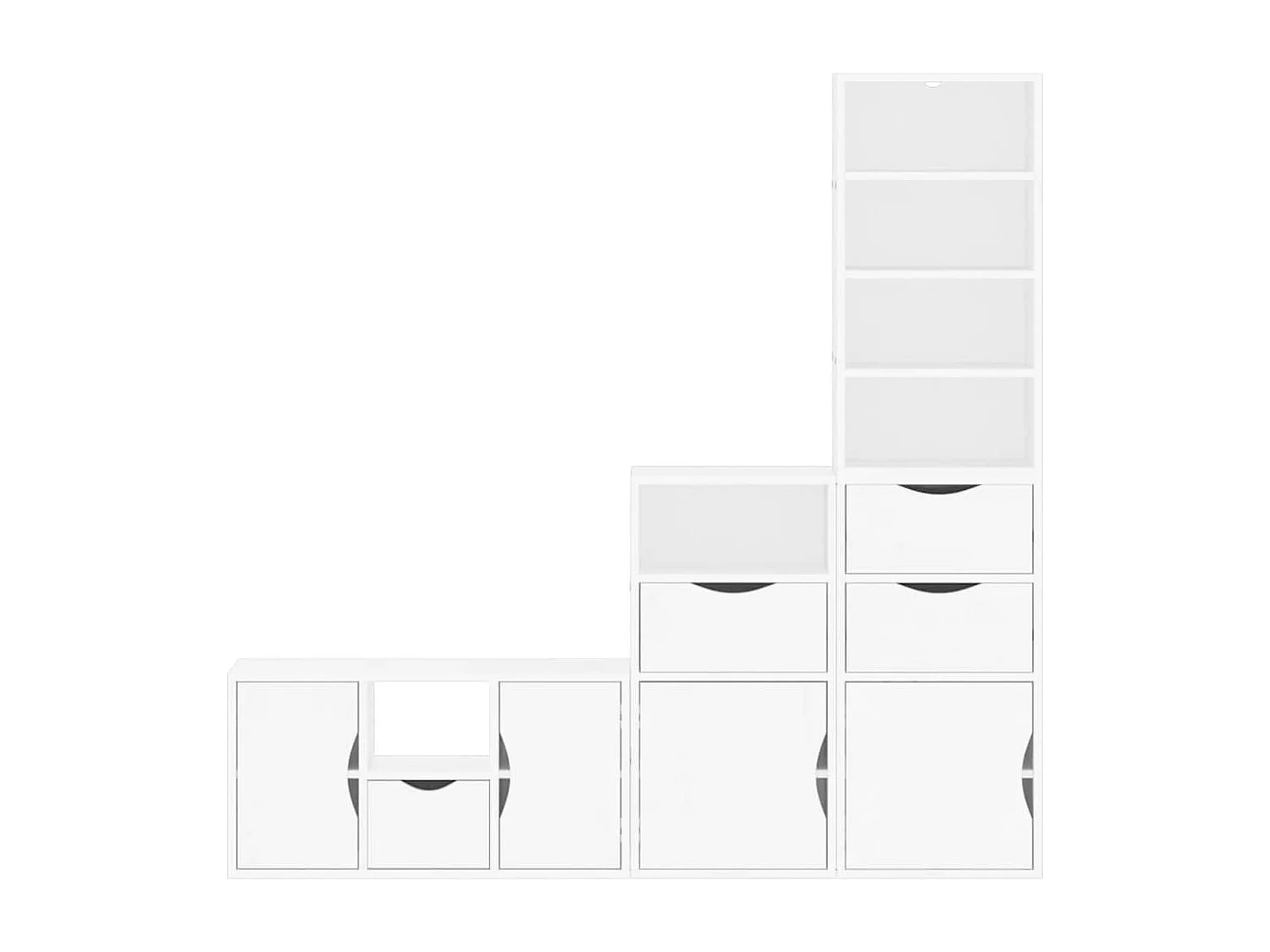 Meubles TV 4 pièces avec rangement ODDA blanc bois de pin massif