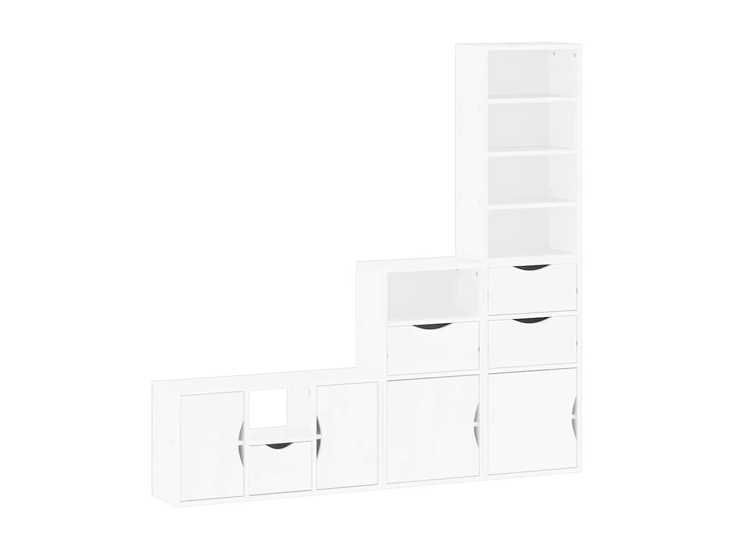 Meubles TV 4 pièces avec rangement ODDA blanc bois de pin massif