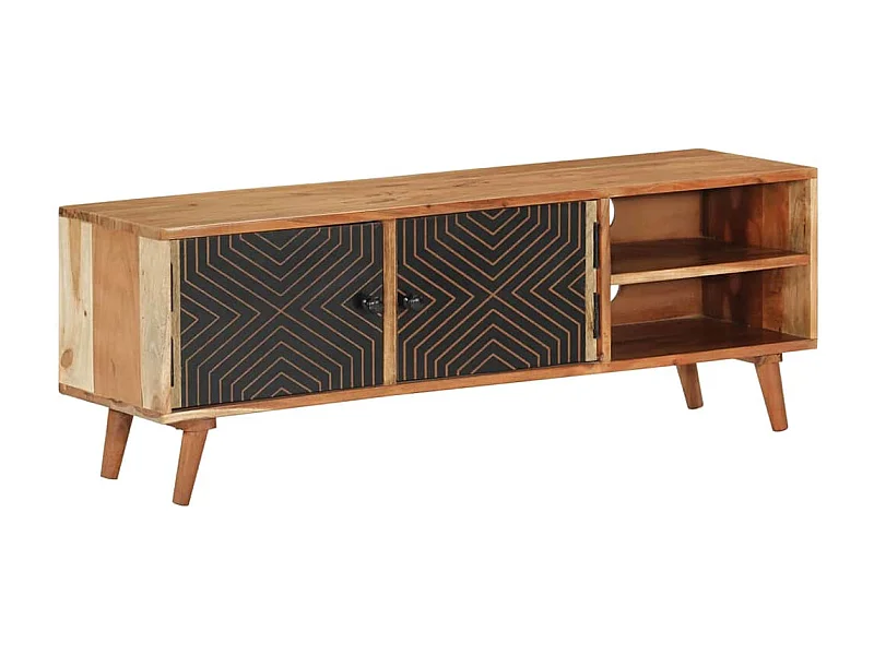 Mueble de TV madera maciza de acacia 112x30x40 cm