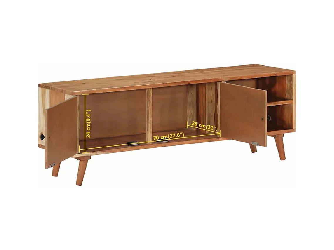 Meuble TV 112x30x40 cm bois d'acacia massif
