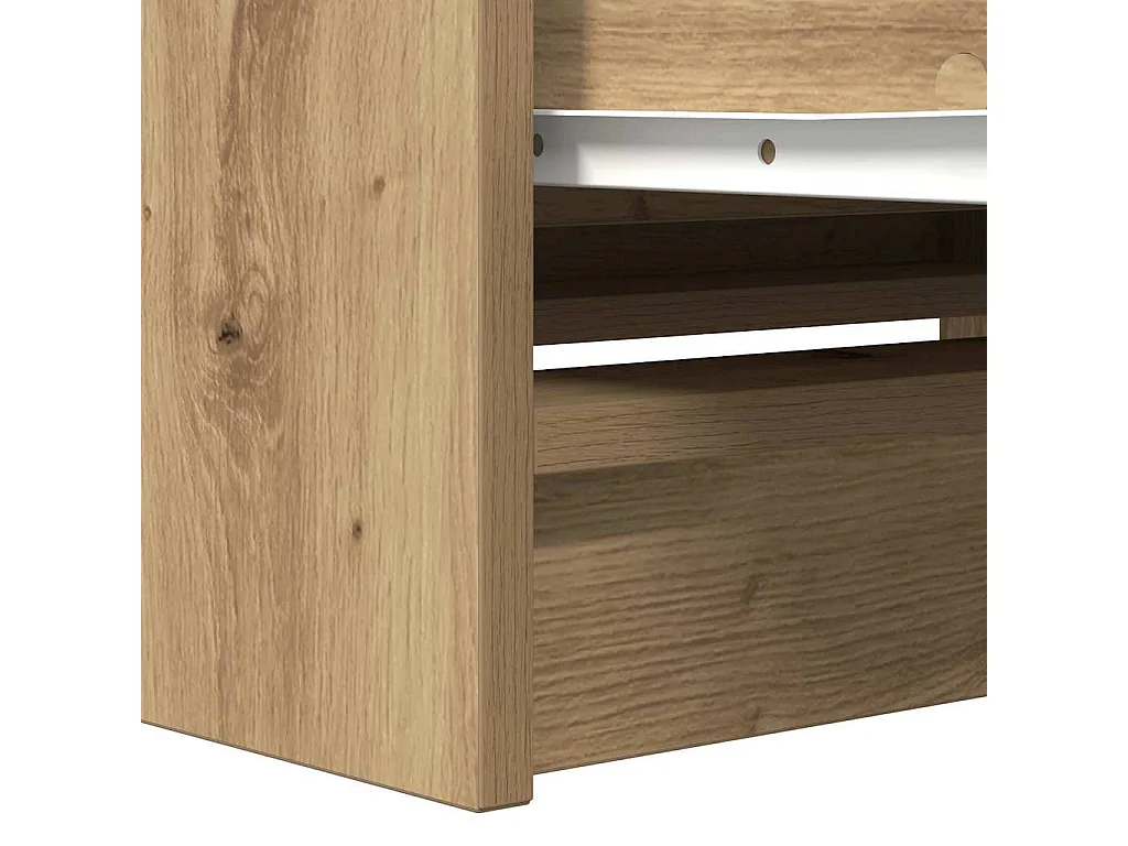 Meuble TV chêne artisanal 80x35x54 cm bois d'ingénierie