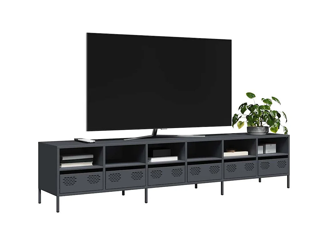 Mueble de TV acero laminado en frío antracita 202x39x43,5 cm