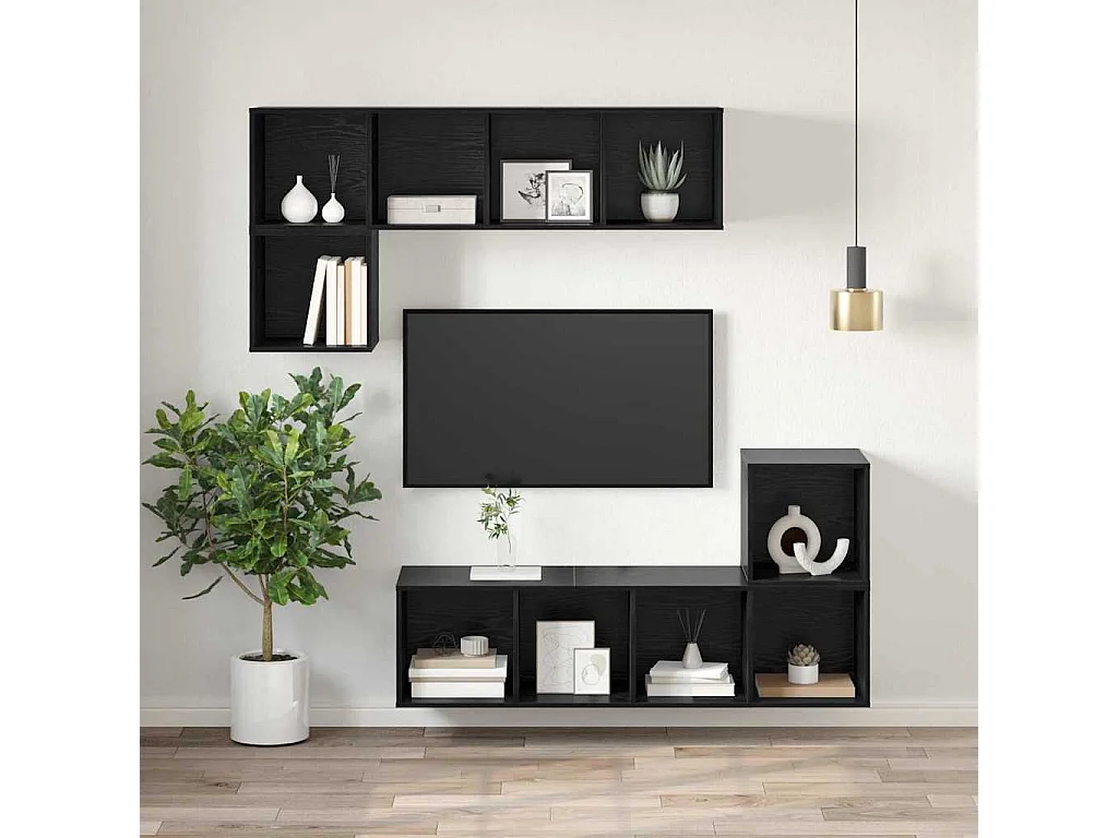 Meuble TV Chêne noir 37 x 37 x 107 cm Bois d'ingénierie