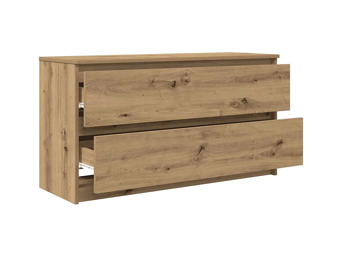 Meuble TV chêne artisanal 100x35x54 cm bois d'ingénierie