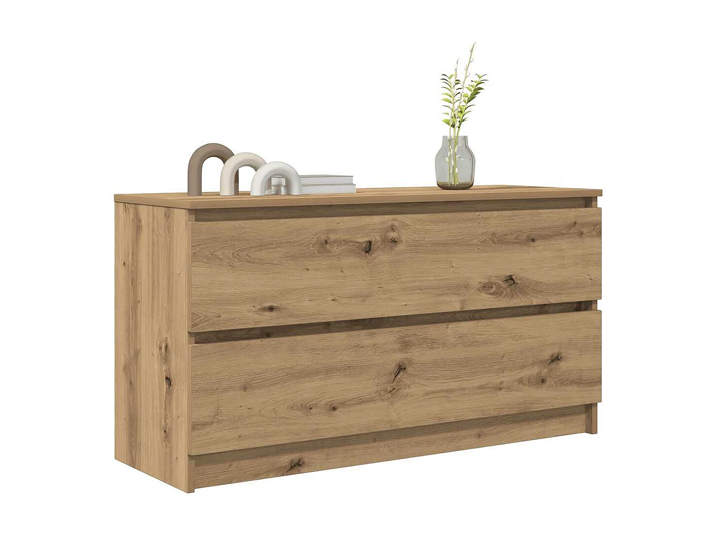 Meuble TV chêne artisanal 100x35x54 cm bois d'ingénierie