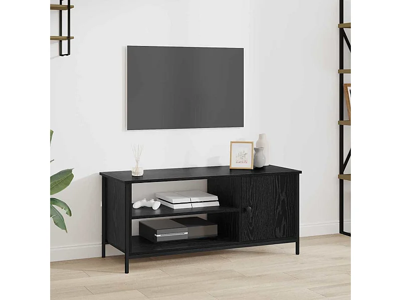 TV Kast Zwart eiken 100 x 40 x 45 cm Bewerkt hout