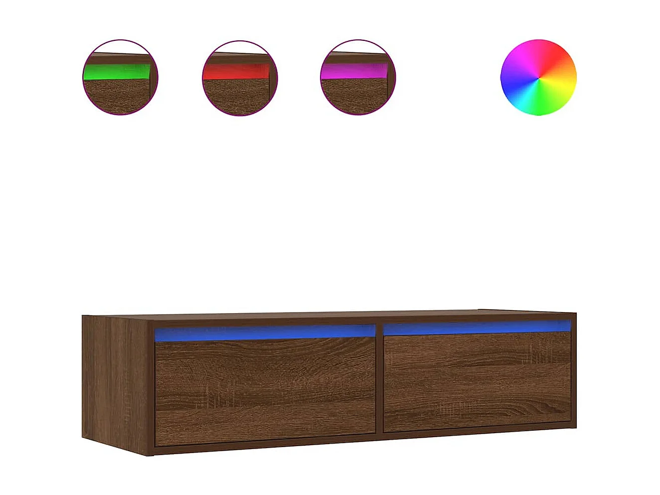 Mueble de TV con luces LED roble marrón 100X35,5x25 cm