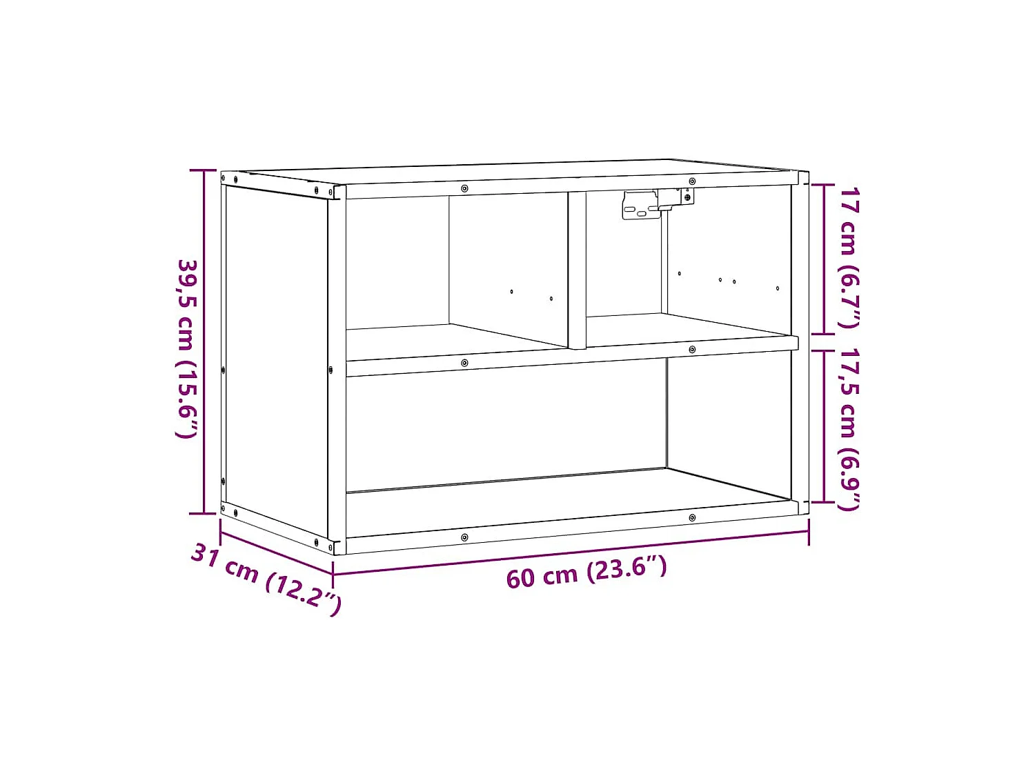 Meuble TV chêne brun 60x31x39,5 cm bois d'ingénierie et métal