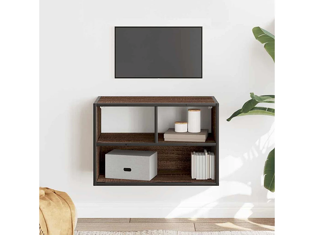 Móvel p/ TV 60x31x39,5cm deriv. madeira/metal carvalho castanho