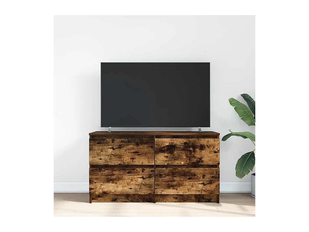 Meuble TV chêne fumé 100x35x54 cm bois d'ingénierie