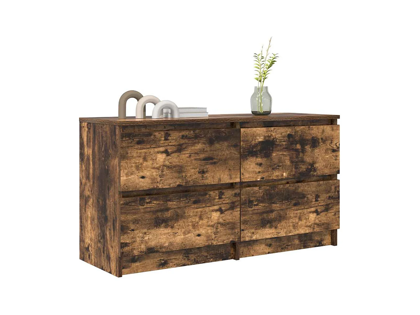 Meuble TV chêne fumé 100x35x54 cm bois d'ingénierie