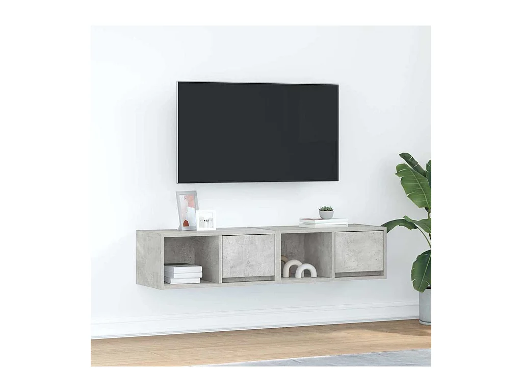 Meubles TV 2 pièces gris béton 60x31x25,5 cm bois d'ingénierie