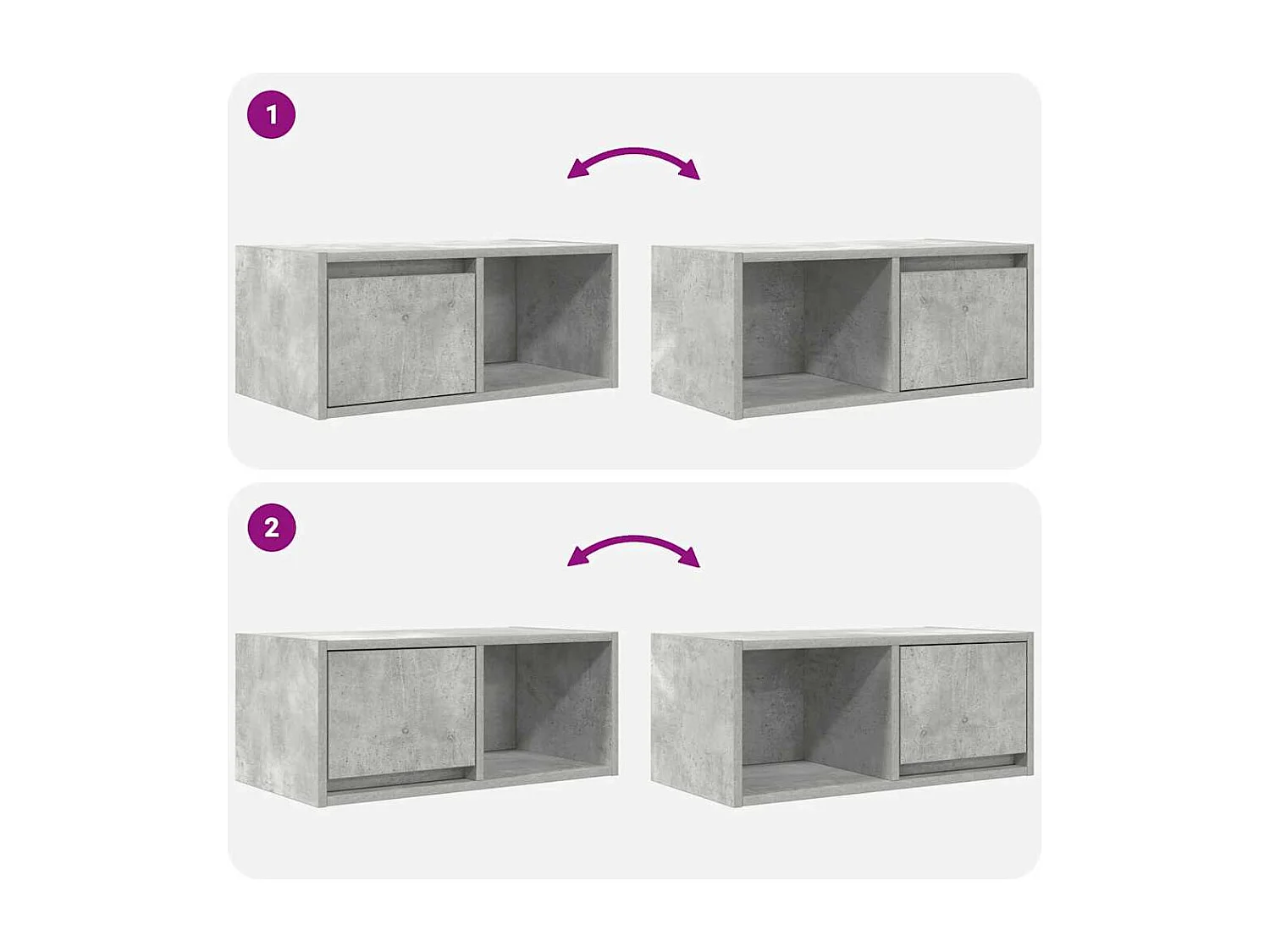 Meubles TV 2 pièces gris béton 60x31x25,5 cm bois d'ingénierie