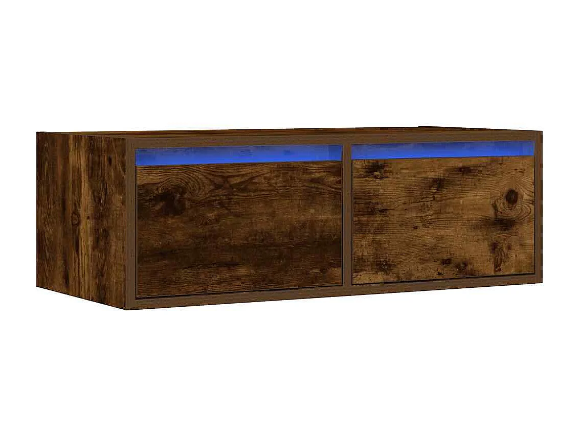 Meuble TV avec lumières LED chêne fumé 75x35,5x25 cm
