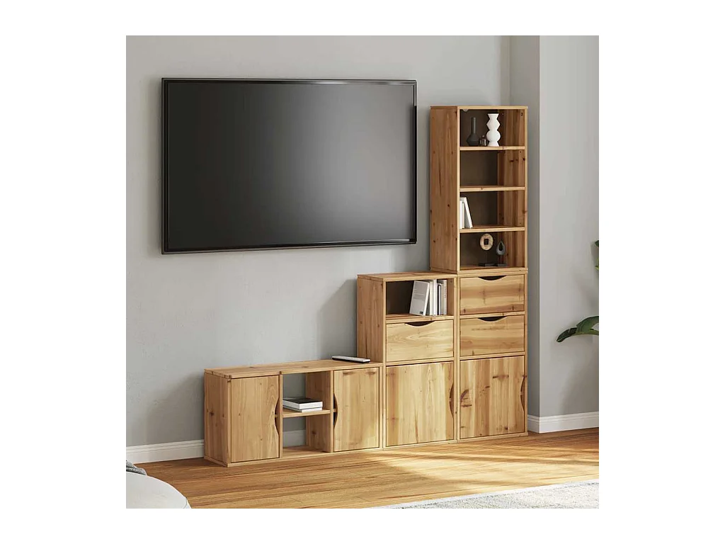 Meubles TV 4 pièces avec rangement ODDA bois de pin massif