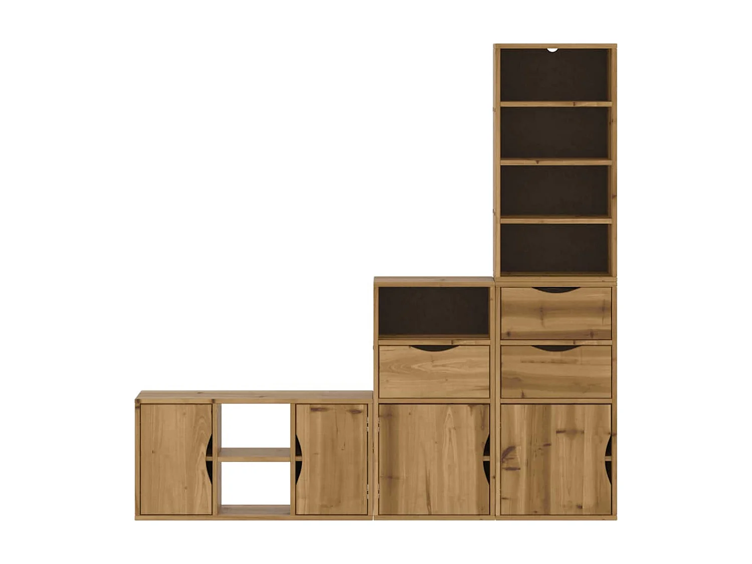 Meubles TV 4 pièces avec rangement ODDA bois de pin massif