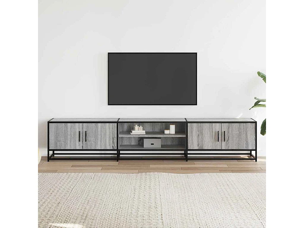 Meuble TV sonoma gris 210x35x41 cm bois d'ingénierie