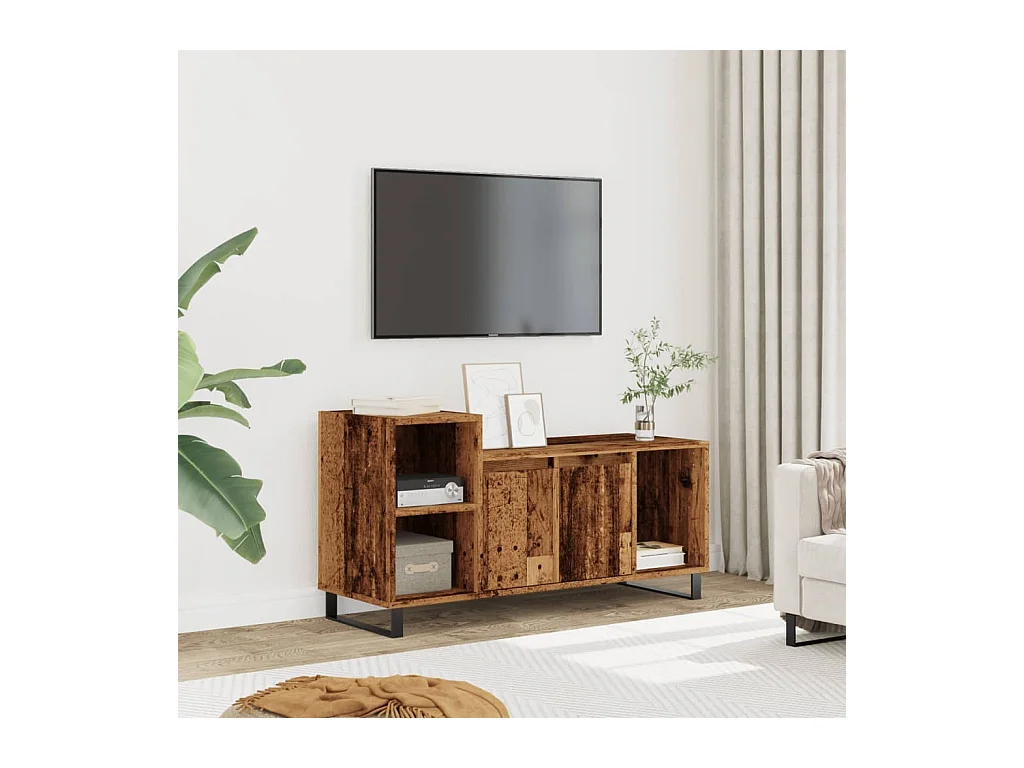 Meuble TV vieux bois 100x35x55 cm bois d'ingénierie