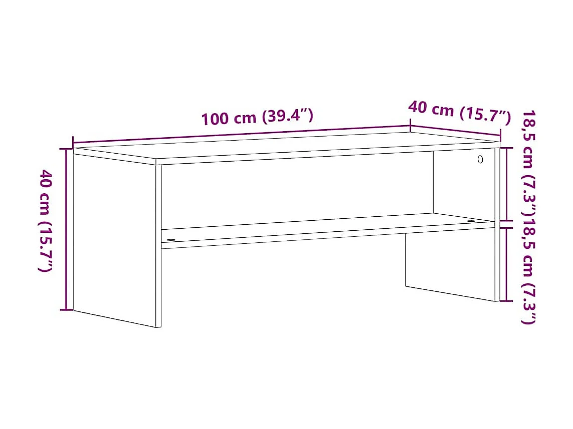 Meuble TV chêne noir 100x40x40 cm bois d'ingénierie