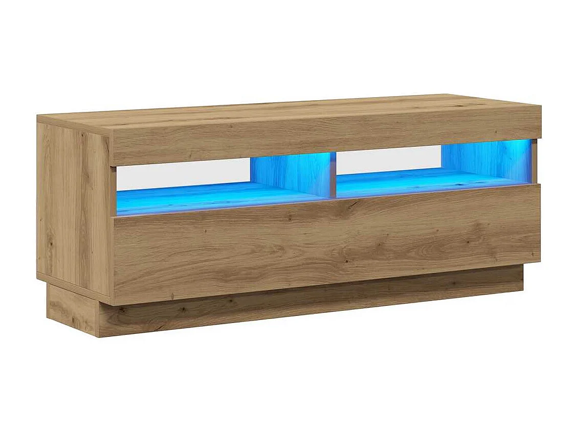 Meuble TV avec lumières LED chêne artisanal bois d'ingénierie