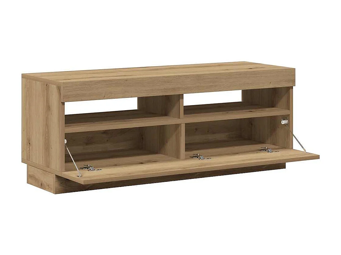 Meuble TV avec lumières LED chêne artisanal bois d'ingénierie