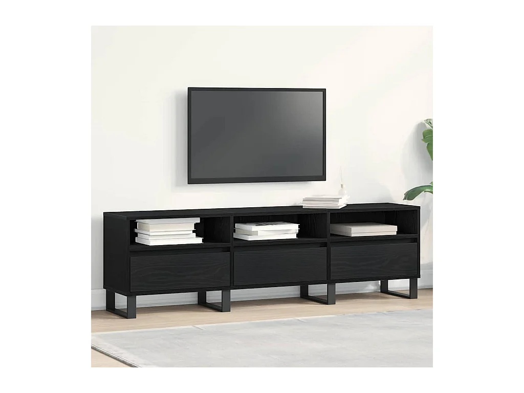 Gabinete para TV Carvalho preto 150 x 30 x 44.5 cm