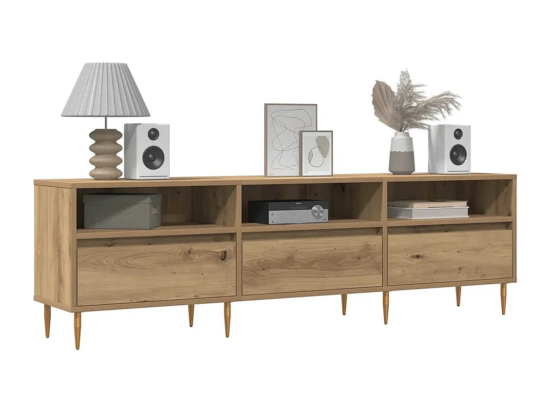 Meuble TV chêne artisanal 150x30x44,5 cm bois d'ingénierie