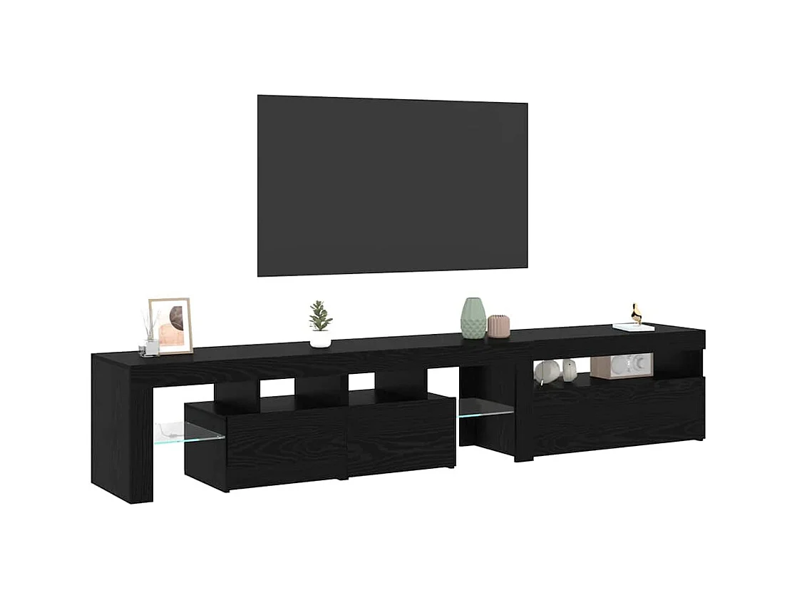 Meubles TV 2 pièces avec lumières LED Chêne noir Bois d'ingénierie
